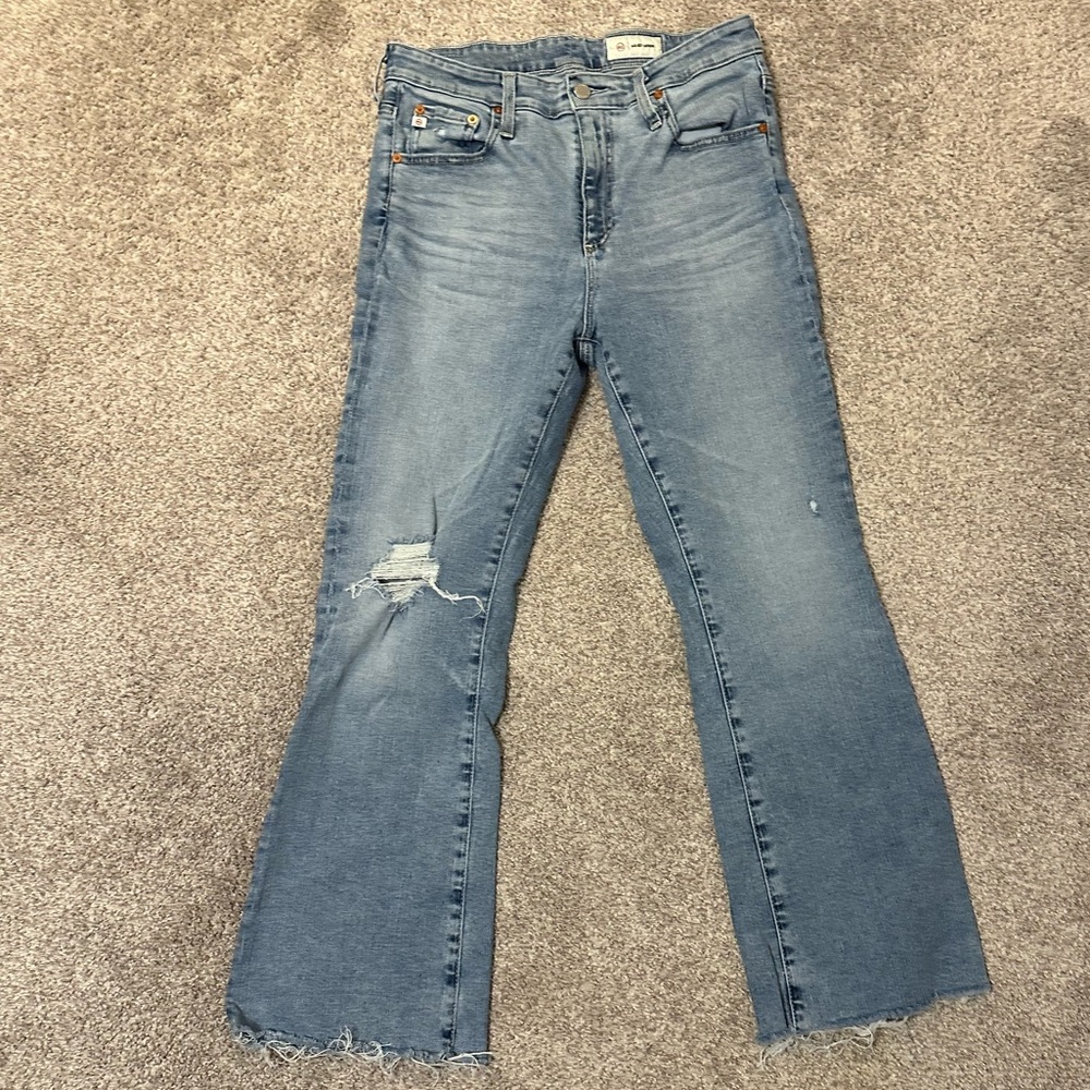 Adriano Goldschmied AG Farrah Boot Crop Jeans Womens 31 High Rise Distressed
